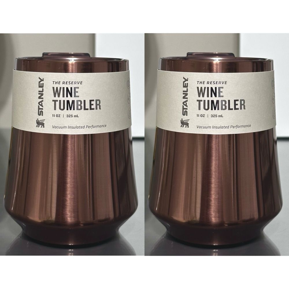 SET OF 2- STANLEY RESERVE 11 OZ WINE TUMBLERS, POLISHED ROSE GOLD